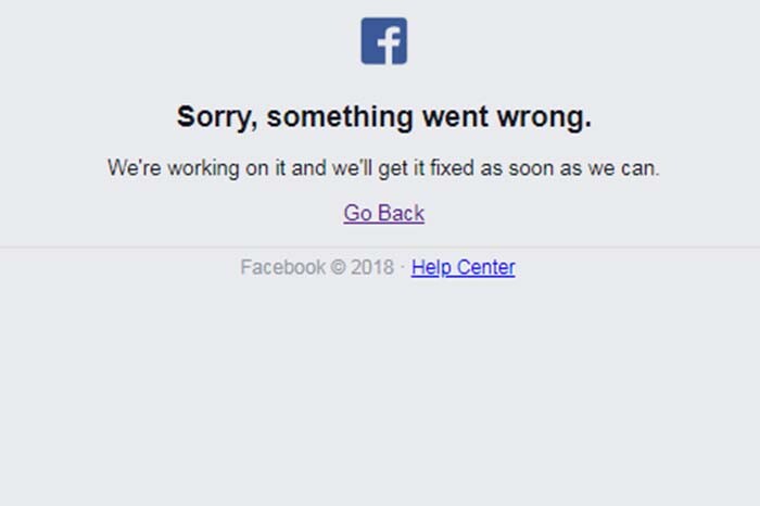 Se  cayó Facebook: “Sorry, something went wrong”
