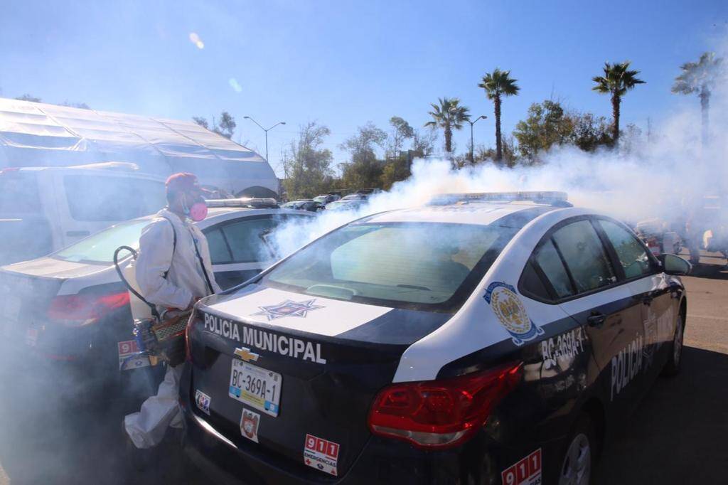Desinfectan 200 patrullas de la Policía de Tijuana