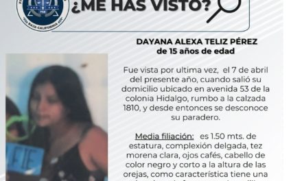 Buscan en Mexicali a jovencita de 15 años